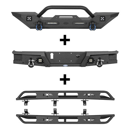 Mid Width Front Bumper & Rear Bumper & Running Boards Side Steps (20-24 Jeep Gladiator JT) - ultralisk4x4