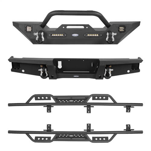 Jeep JT Mid Width Front Bumper & Rear Bumper & Side Steps for 2020-2023 Jeep Gladiator JT ultralisk4x4 ULB.3018+7003+7001 24