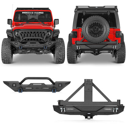 Front Bumper & Rear Bumper w/Tire Carrier(18-24 Jeep Wrangler JL) - ultralisk4x4