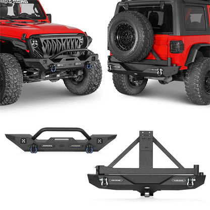 Front Bumper & Rear Bumper w/Tire Carrier(18-24 Jeep Wrangler JL) - ultralisk4x4