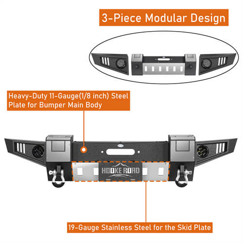 Front Bumper w/ Winch Plate & LED Lights For 2007-2018 Jeep Wrangler JK - Ultralisk4x4