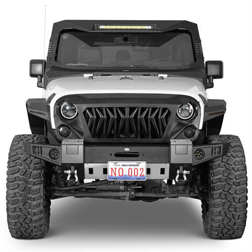 Front Bumper w/ Winch Plate & LED Lights For 2007-2018 Jeep Wrangler JK - Ultralisk4x4