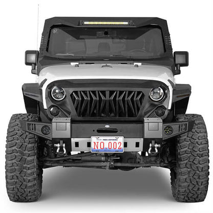 Front Bumper w/ Winch Plate & LED Lights For 2007-2018 Jeep Wrangler JK - Ultralisk4x4