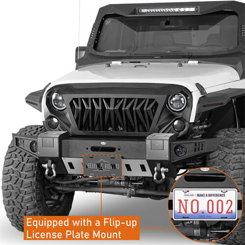 Front Bumper w/ Winch Plate & LED Lights For 2007-2018 Jeep Wrangler JK - Ultralisk4x4