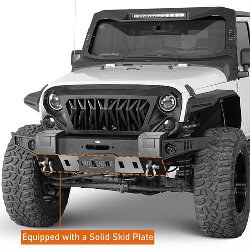 Front Bumper w/ Winch Plate & LED Lights For 2007-2018 Jeep Wrangler JK - Ultralisk4x4