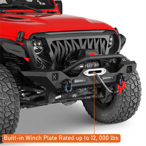 Steel Front Winch Bumper w/Accent Lighting For 2007-2024 Jeep Wrangler JK & JL & Gladiator JT - ultralisk4x4