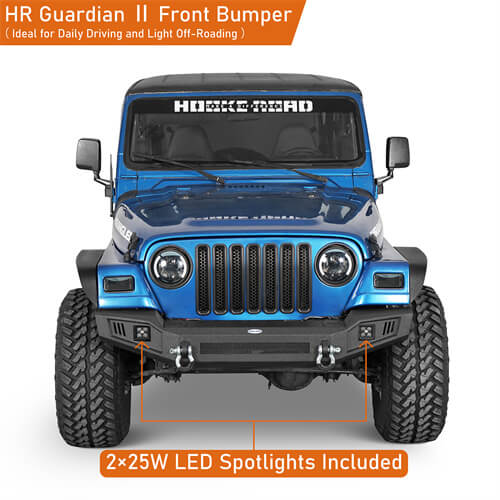 Off Road Front Bumper w/ LED spotlights included For 1997-1906 Jeep Wrangler TJ - Ultralisk4x4