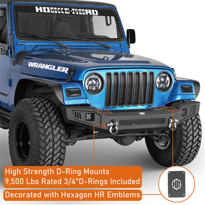 Off Road Front Bumper w/ LED spotlights included For 1997-1906 Jeep Wrangler TJ - Ultralisk4x4