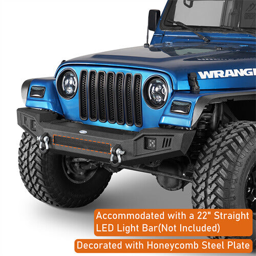 Off Road Front Bumper w/ LED spotlights included For 1997-1906 Jeep Wrangler TJ - Ultralisk4x4