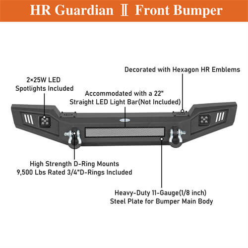 Off Road Front Bumper w/ LED spotlights included For 1997-1906 Jeep Wrangler TJ - Ultralisk4x4