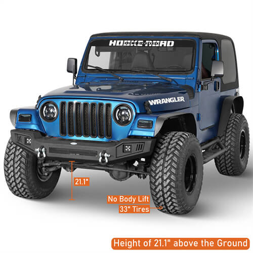 Off Road Front Bumper w/ LED spotlights included For 1997-1906 Jeep Wrangler TJ - Ultralisk4x4