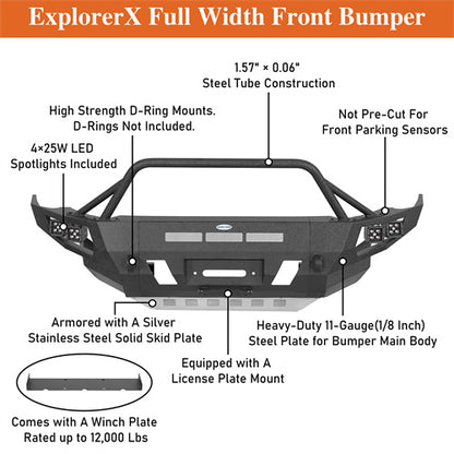 Off Road Full Width Front Bumper w/ LED Spot Lights For 2014-2024 Toyota 4Runner - Ultralisk4x4