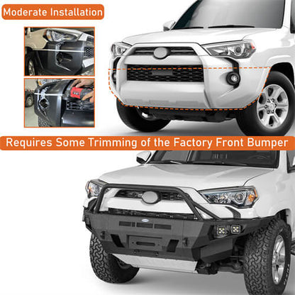 Off Road Full Width Front Bumper w/ LED Spot Lights For 2014-2024 Toyota 4Runner - Ultralisk4x4