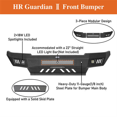 Off-Road Front Bumper w/ LED spotlights included For 2005-2011 Toyota Tacoma - Ultralisk4x4-u4024-9