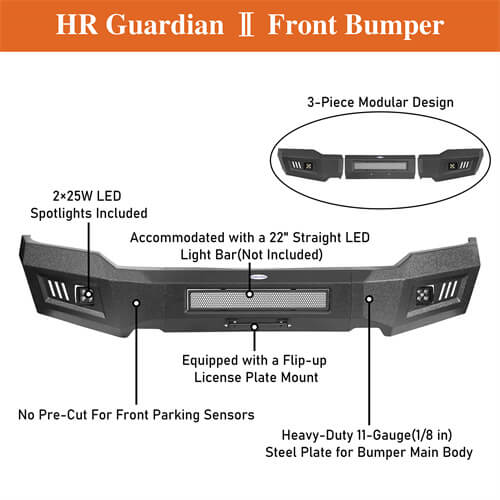 Front Bumper Off-Road For 2018-2020 Ford F-150 - Ultralisk4x4 ul8256-8