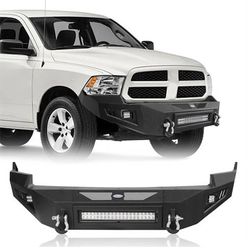 Off-Road Full Width Front Bumper w/ LED spotlights For 2009-2012 Ram 1500 - Ultralisk4x4-u6201-1