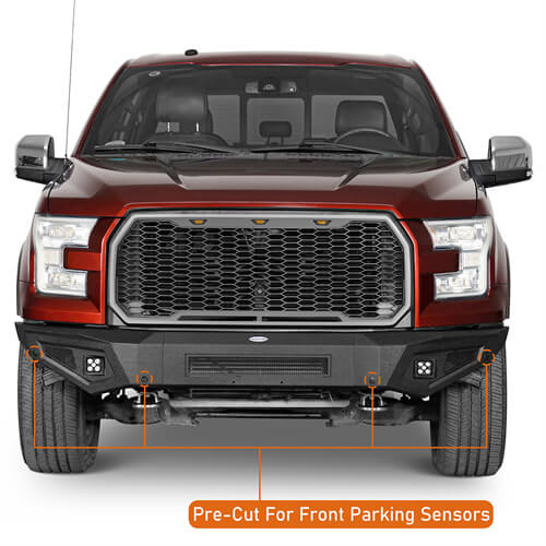 Off Road Full-Width Front Bumper w/ LED spotlights For 2015-2017  Ford F-150 - Ultralisk4x4-u8282-7