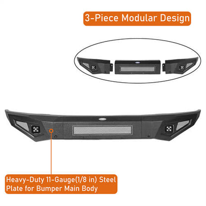 Off Road Full-Width Front Bumper w/ LED spotlights For 2015-2017  Ford F-150 - Ultralisk4x4-u8282-8