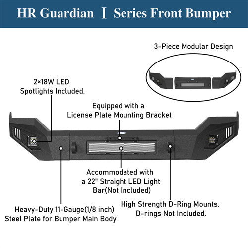 Off-Road Full Width Front Bumper w/ LED Spotlights (2013-2018 Ram 1500, Excluding Rebel) - Ultralisk4x4