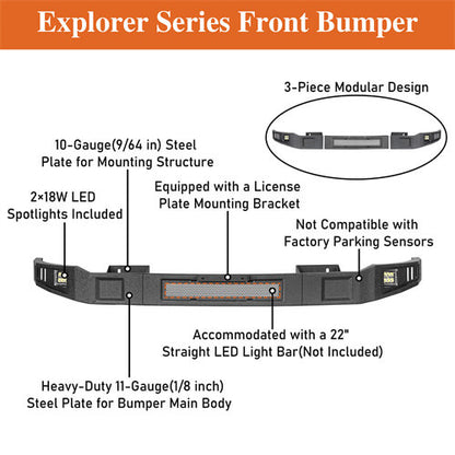 2013-2018 Ram 1500 Off-road Full Width Front Bumper w/ LED Spotlights - Ultralisk4x4 ul6026s 12