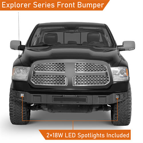 2013-2018 Ram 1500 Off-road Full Width Front Bumper w/ LED Spotlights - Ultralisk4x4 ul6026s 7