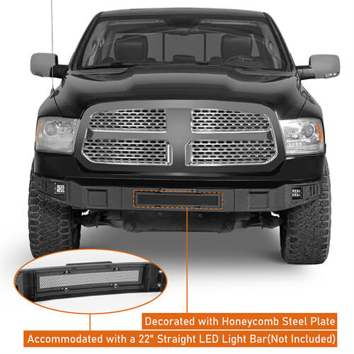 2013-2018 Ram 1500 Off-Road Full Width Front Bumper w/ LED Spotlights ...