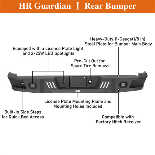 Off Road Rear Bumper For 1988-1998 Chevy C/K 1500 2500 Fleetside - Ultralisk4x4