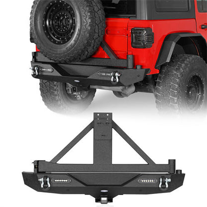 Off Road Rear Bumper w/Tire Carrier For 2018-2024 Jeep Wrangler JL - Ultralisk4x4-u3002s-1