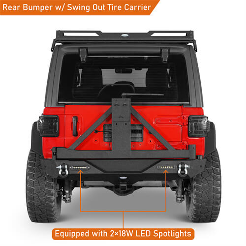 Off Road Rear Bumper w/Tire Carrier For 2018-2024 Jeep Wrangler JL - Ultralisk4x4-u3002s-4