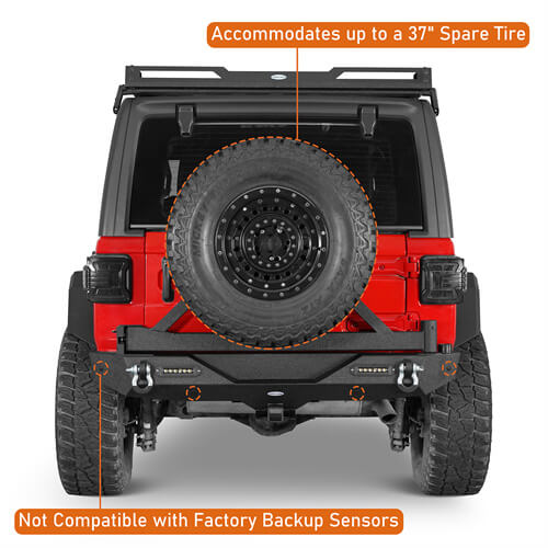 Off Road Rear Bumper w/Tire Carrier For 2018-2024 Jeep Wrangler JL - Ultralisk4x4-u3002s-5