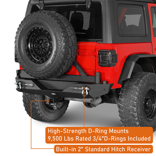 Off Road Rear Bumper w/Tire Carrier For 2018-2024 Jeep Wrangler JL - Ultralisk4x4-u3002s-7