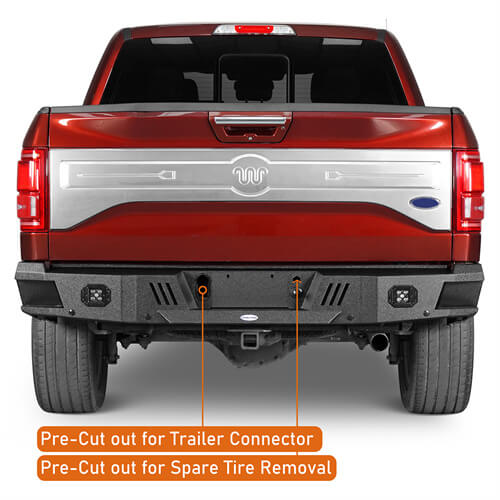 Off Road Rear Bumper w/ LED spotlights For 2015-2017  Ford F-150 - Ultralisk4x4-u8283-6