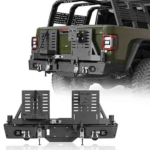 Off Road Rear Bumper w/ Dual Swing Arms & Tire Carrier For 2020-2024 Jeep Gladiator JT Models- Ultralisk4x4