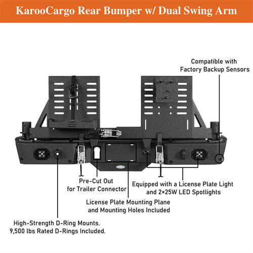 Off Road Rear Bumper 2020-2024 Jeep Gladiator JT - Ultralisk4x4-u7018s-16