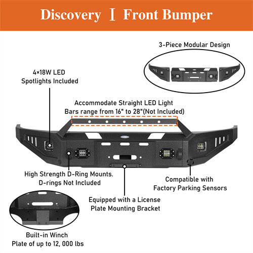 2015-2018 Ram 1500 Rebel Offroad Steel Full Width Front Bumper - Ultralisk 4x4 ul6012 16