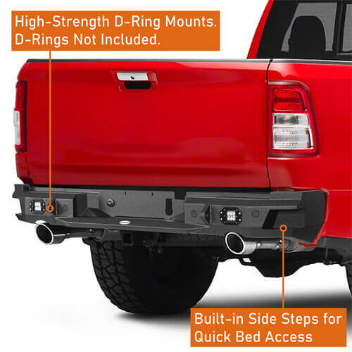 2019-2023 Dodge Ram Offroad Steel Rear Bumper w/License Plate Light - Ultralisk 4x4 ul6034 11