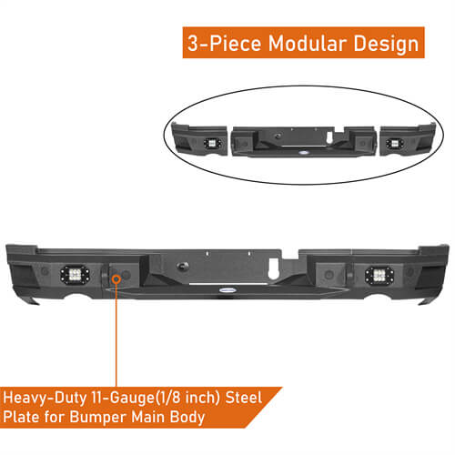 2019-2023 Dodge Ram Offroad Steel Rear Bumper w/License Plate Light - Ultralisk 4x4 ul6034 14