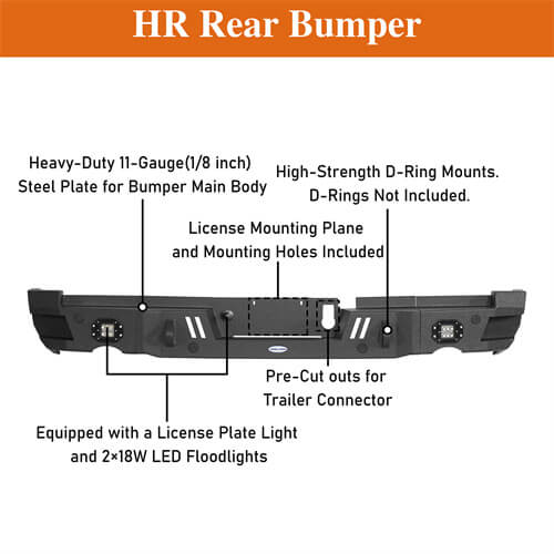 Offroad Steel Rear Step Bumper w/LED Spotlights For 2019-2023 Dodge Ram - ultralisk4x4 ul6033 14