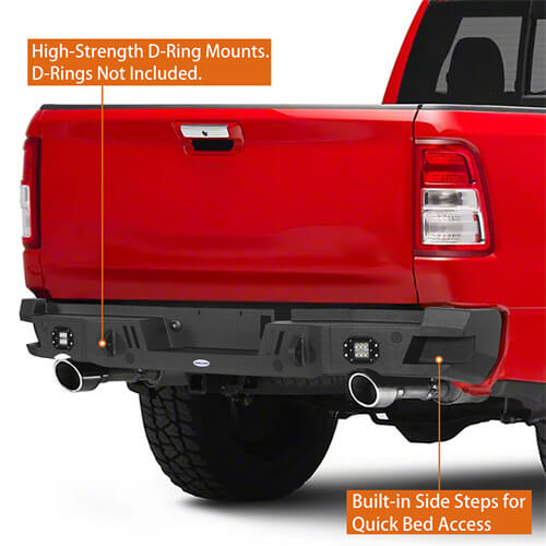 Offroad Steel Rear Step Bumper w/LED Spotlights For 2019-2023 Dodge Ram - ultralisk4x4 ul6033 8