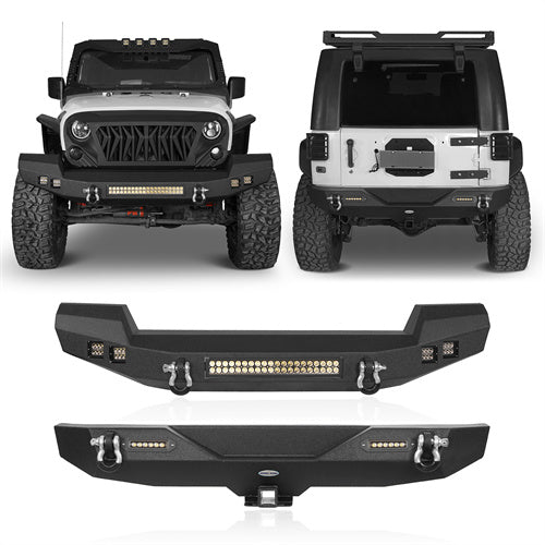 Climber Front Bumper & Different Trail Rear Bumper Combo Kit for Jeep Wrangler JK JKU 2007-2018  Ultralisk 4x4 ULB.2052+ULB.2030 1