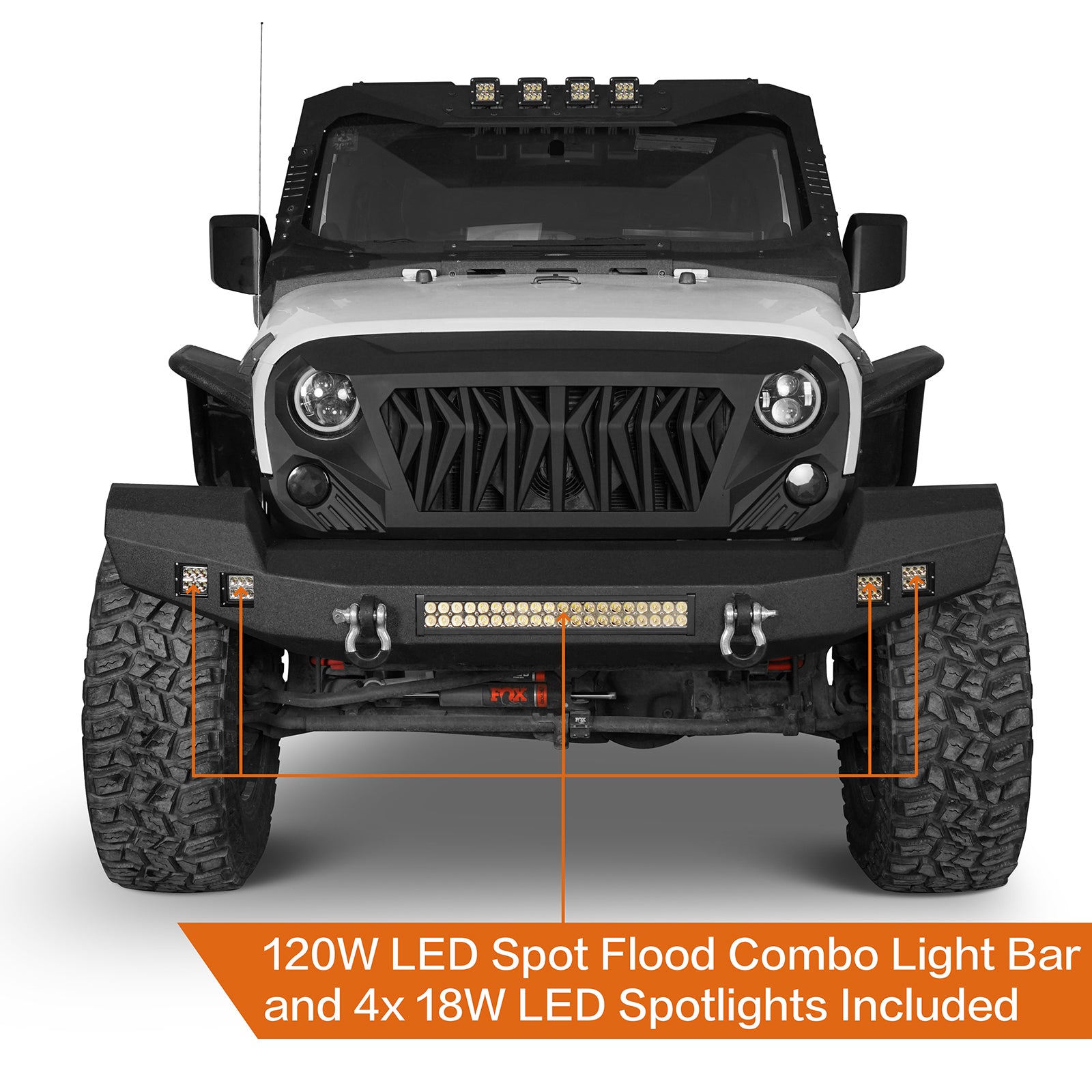 Climber Front Bumper & Different Trail Rear Bumper Combo Kit for Jeep Wrangler JK JKU 2007-2018  Ultralisk 4x4 ULB.2052+ULB.2030 7