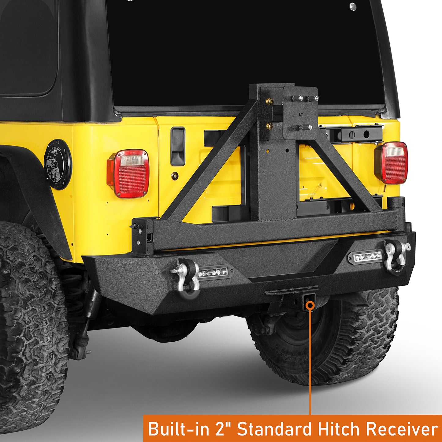 Explorer TJ Rear Bumper w/Tire Carrier & 2" Receiver Hitch for 1997-2006 Jeep Wrangler TJ Ultralisk 4x4 ULB.1010A+ULB.1010B  7