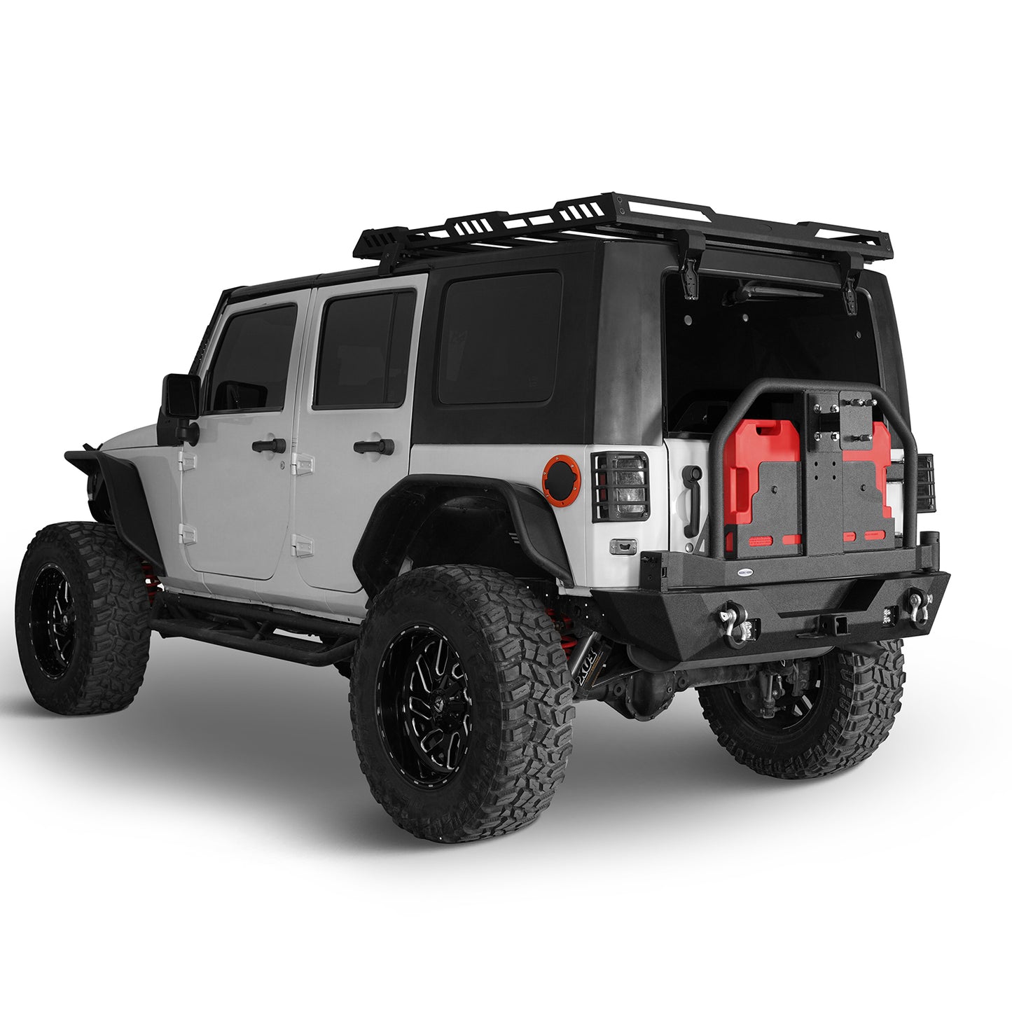 Rear Bumper with Rack Bar & Spare Tire Frame for 2007-2018 Jeep Wrangler JK - Ultralisk 4x4 ULB.2015A+ULB.2015B 3