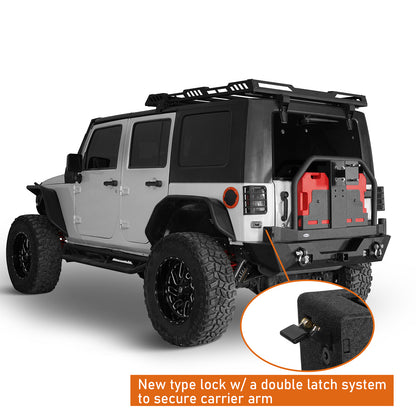 Rear Bumper with Rack Bar & Spare Tire Frame for 2007-2018 Jeep Wrangler JK - Ultralisk 4x4 ULB.2015A+ULB.2015B 8