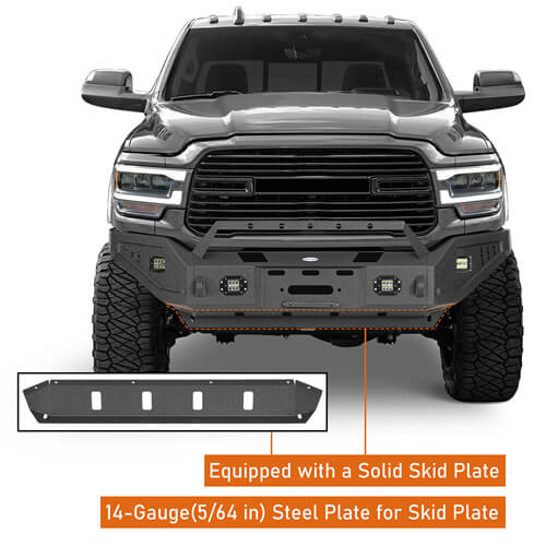 2019-2023 Ram 2500 Offroad Full-Width Front Bumper w/ Winch Plate - Ultralisk 4x4 ul6305 12