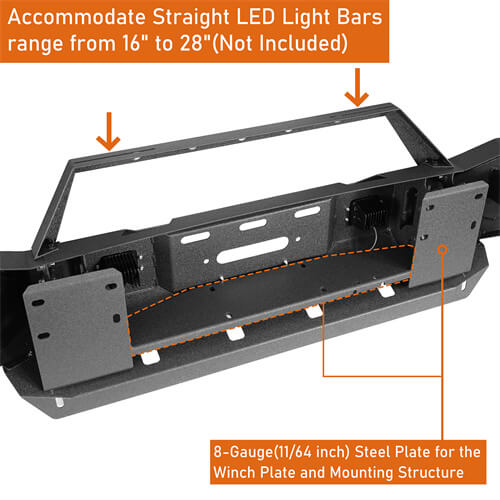 2019-2023 Ram 2500 Offroad Full-Width Front Bumper w/ Winch Plate - Ultralisk 4x4 ul6305 14