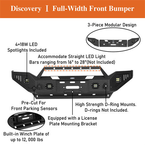 2019-2023 Ram 2500 Offroad Full-Width Front Bumper w/ Winch Plate - Ultralisk 4x4 ul6305 16