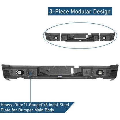 Offroad Steel Rear Bumper w/License Plate Light (2019-2025 Ram 1500) - Ultralisk 4x4