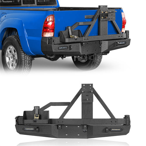 Rear Bumper w/Swing Out Tire Carrier, 5.3-Gallon Jerry Can Holder(05-15 Toyota Tacoma) - ultralisk4x4