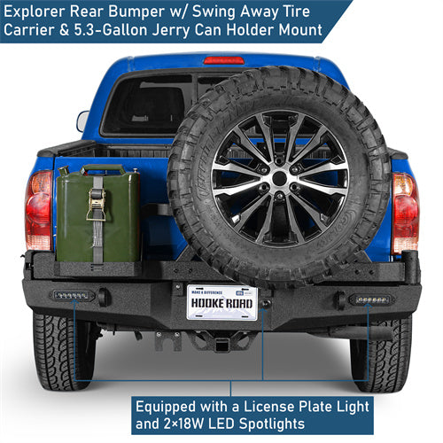 Rear Bumper w/Swing Out Tire Carrier, 5.3-Gallon Jerry Can Holder(05-15 Toyota Tacoma) - ultralisk4x4